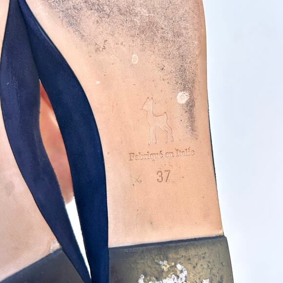 Ines de la Fressange Suede Navy Blue Ballet Flats Slip Ons Italian 37 Size 7 - Picture 9 of 9